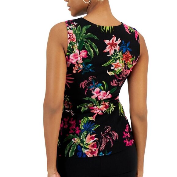 I.N.C. International Concepts Size XS Floral Printed Mesh Crossover Top NWT - Picture 2 of 6